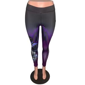 Psycho Speed Inc Women's Graphic Leggings Size L Purple and Black Full L…